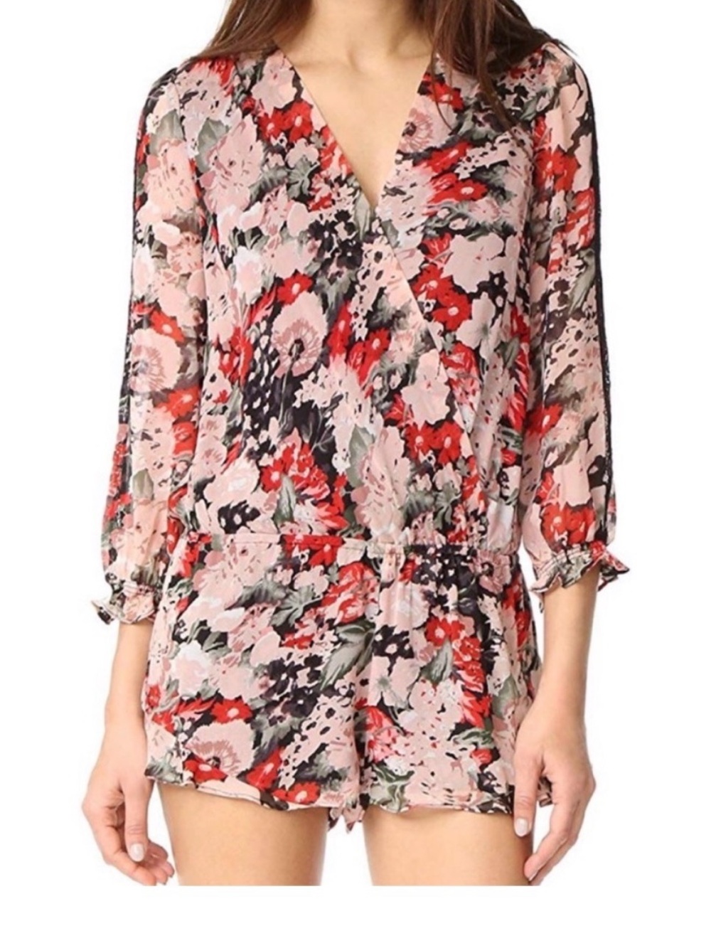 Joie Ellar 100% silk Floral Romper - size medium
